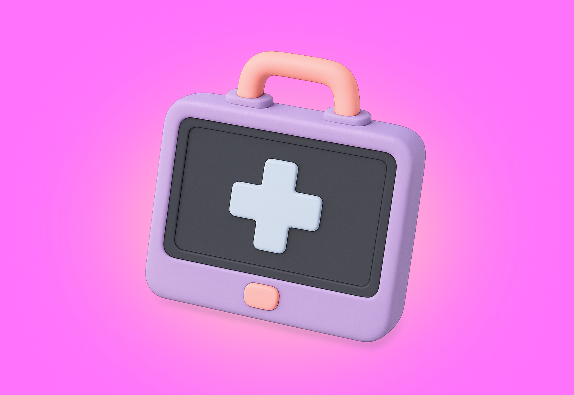 A tablet screen shows a doctor cross like a medical bag