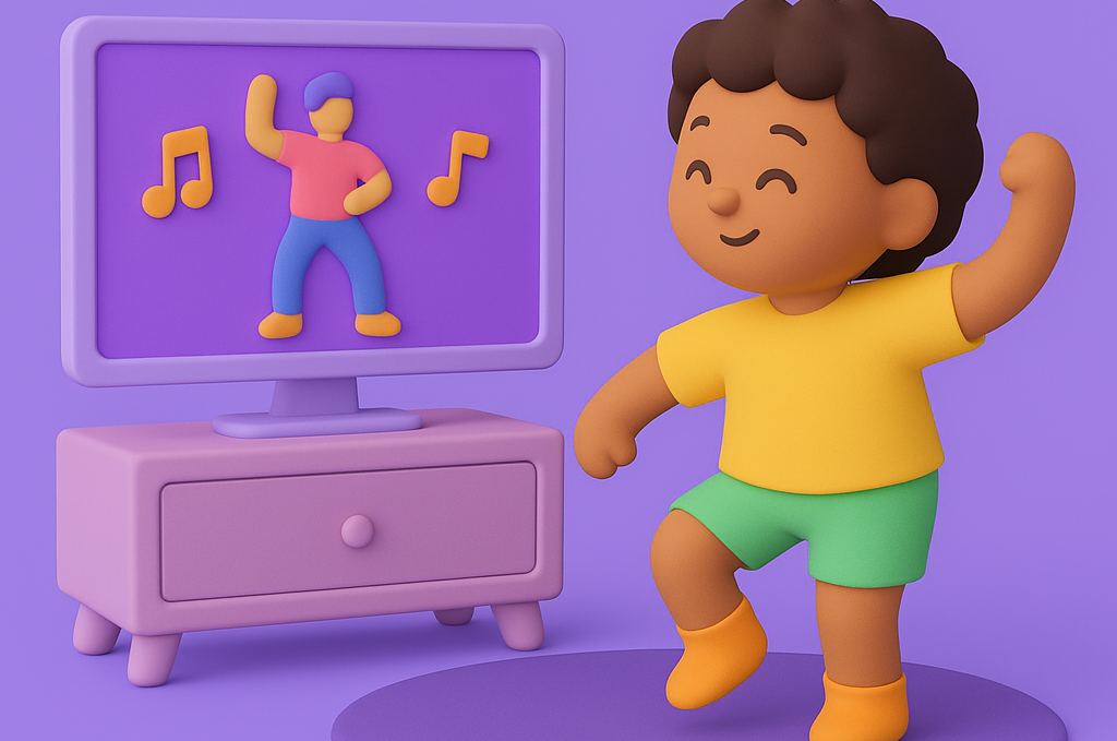 Games vs Shows - kid dancing to a curated video