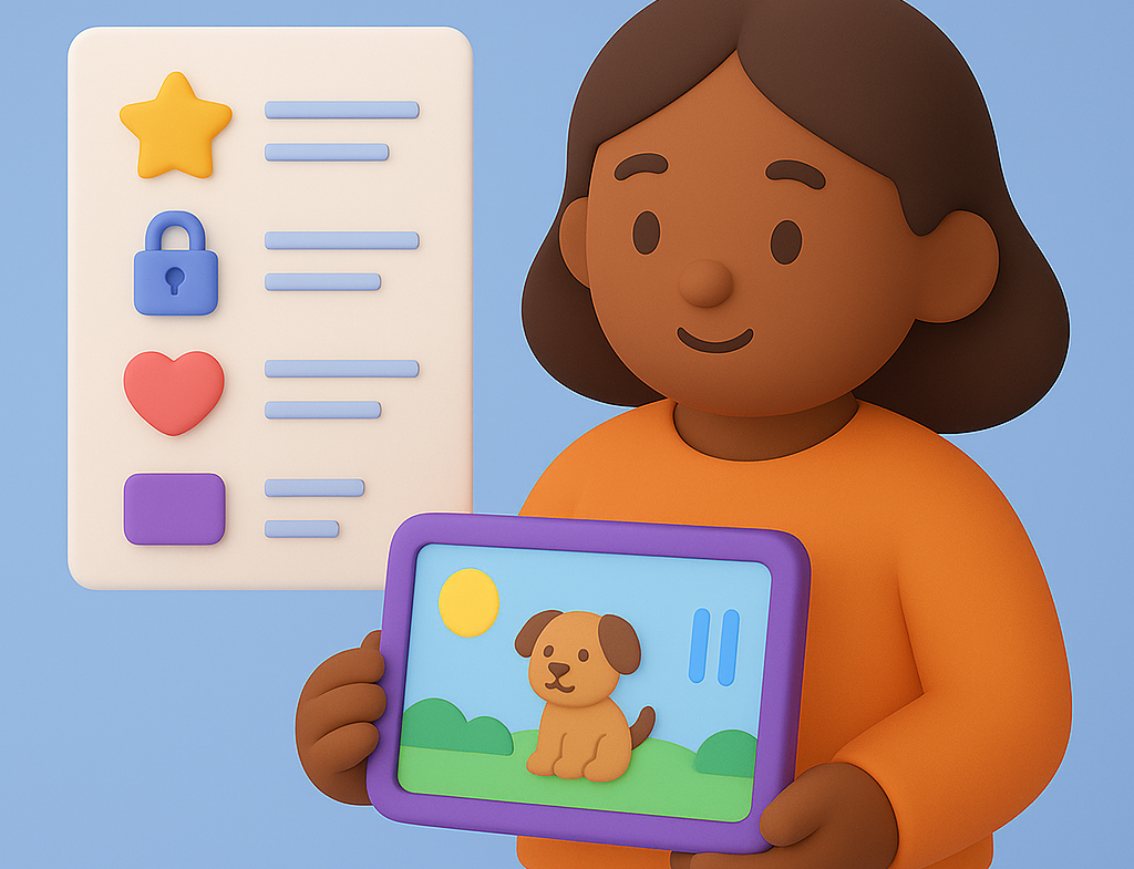 Parent checking age appropriateness of kids' game